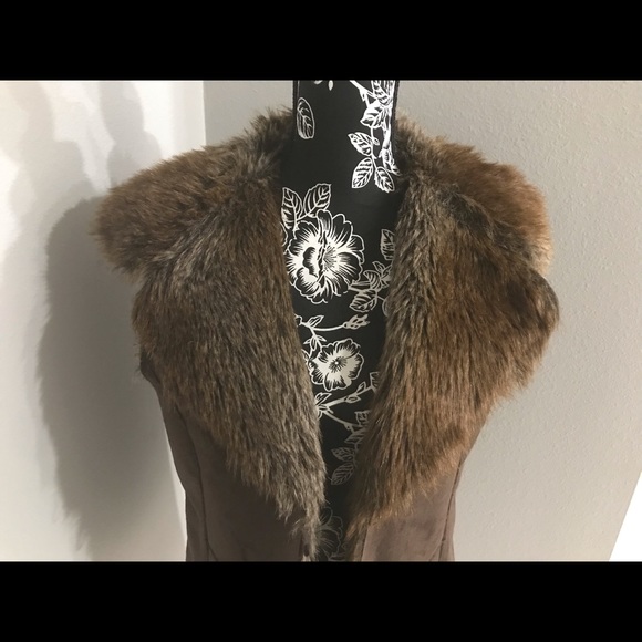 Fever 2 Way Reversible Faux Fur Faux Suede Vest Teddy Bear Brown Sz Med NEW - Picture 11 of 13